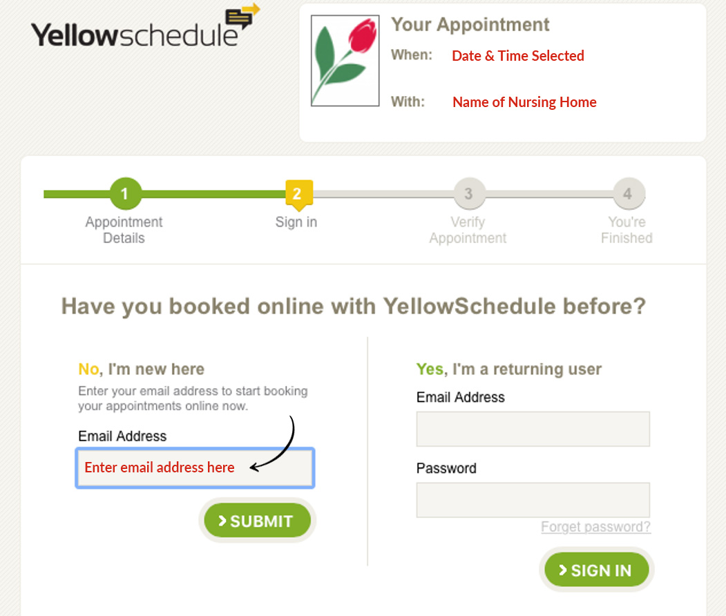 yellow schedule, yellowschedule, visits, family visits, nursing home, nursing homes, mowlam healthcare