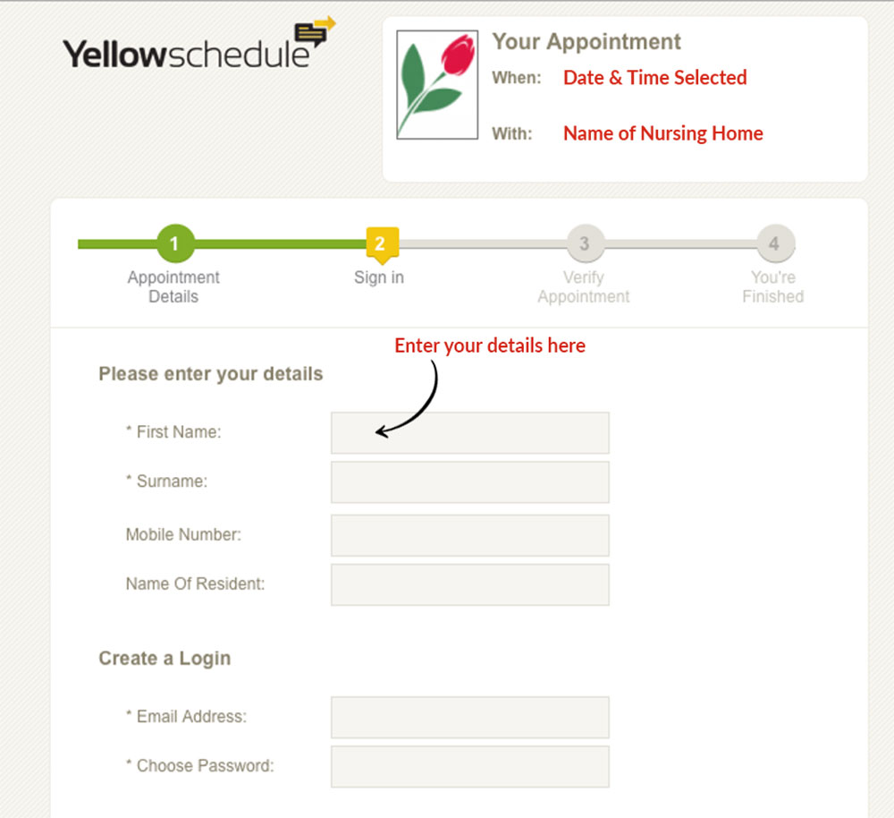 yellow schedule, yellowschedule, visits, family visits, nursing home, nursing homes, mowlam healthcare